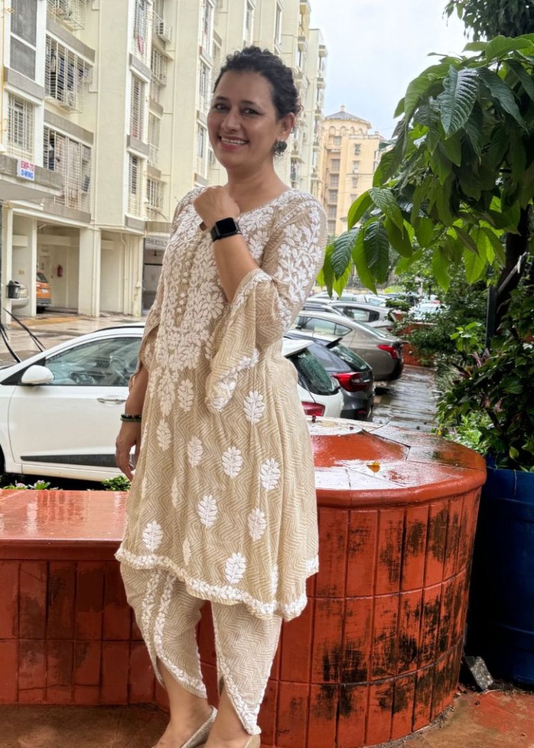 CHIKANKARI MUL DHOTI SET