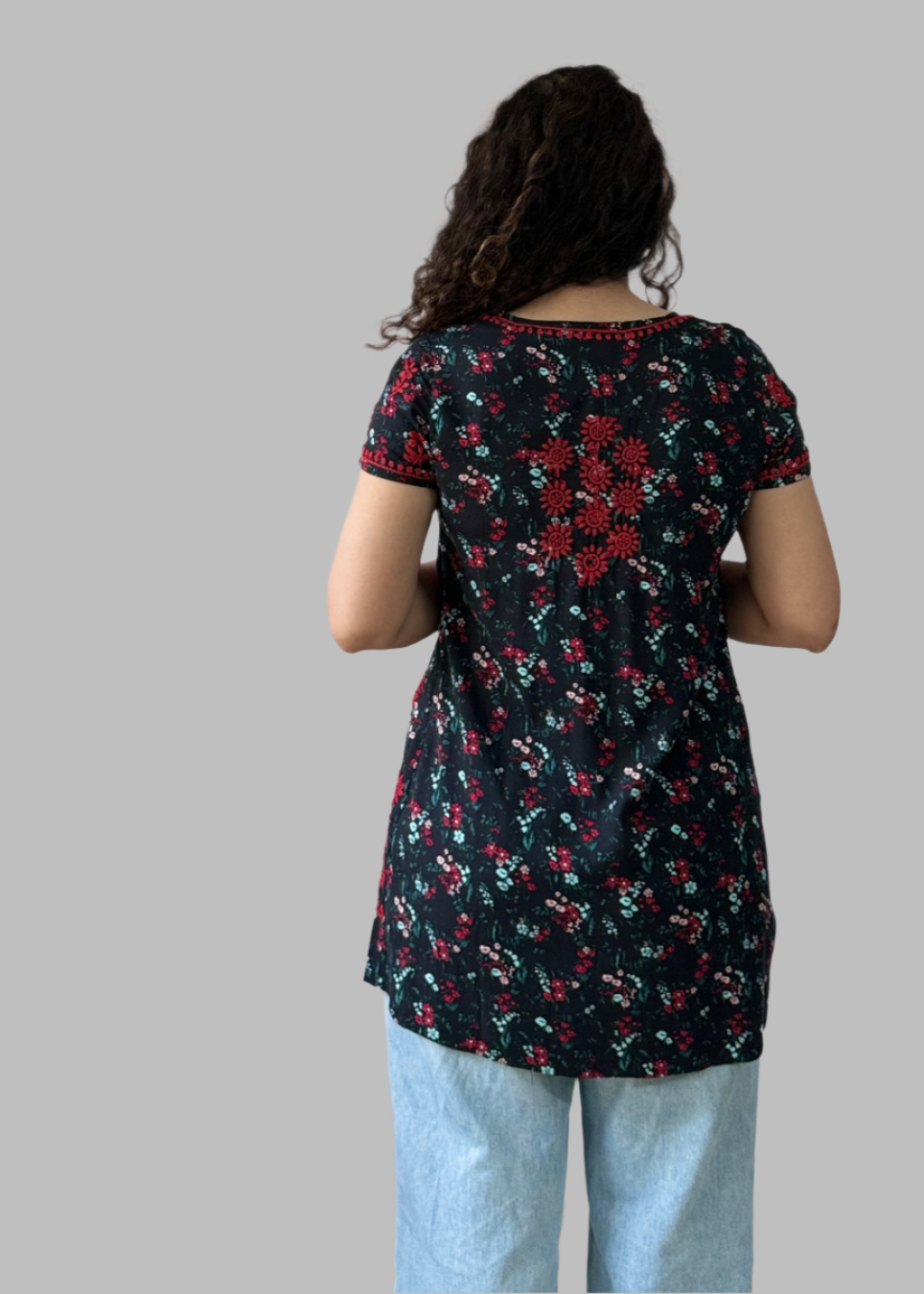 BLACK CHIKANKARI SHORT TOP