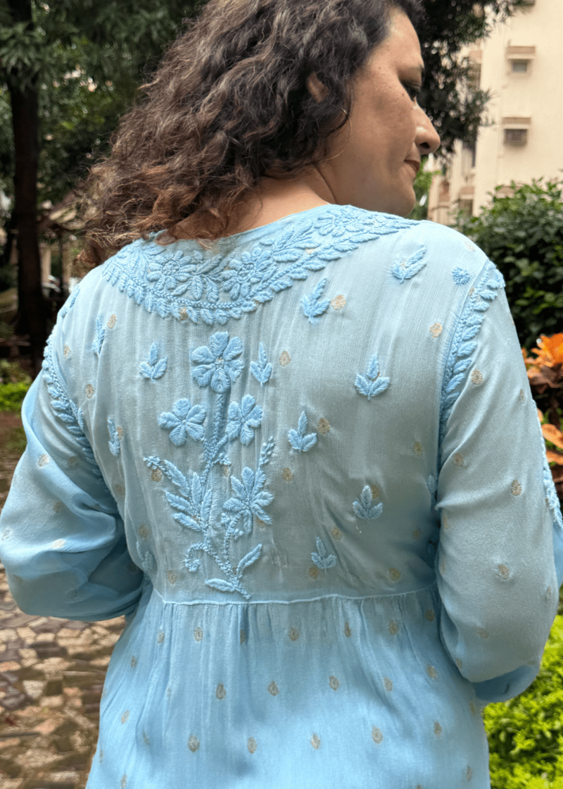 BLUE CHIKANKARI KURTA