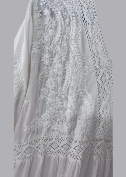 Chikankari Crosio Short Top - White