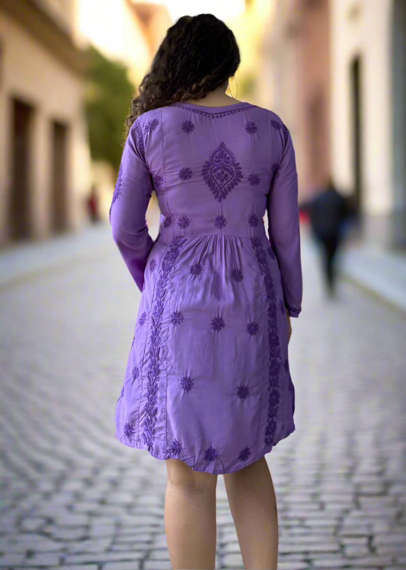 PURPLE CHIKANKARI MODAL KURTA