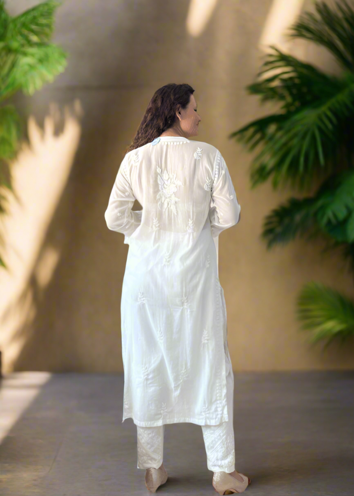 Chikankari Mul Kurta - White