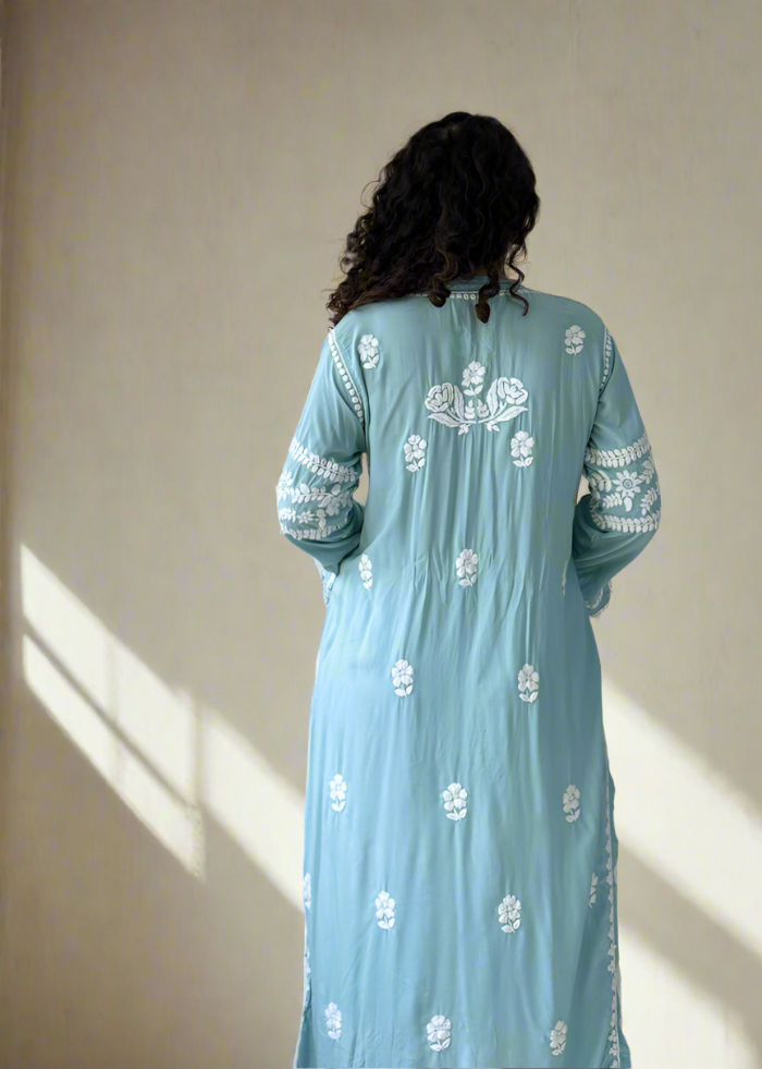 BLUE COLLAR CHIKANKARI KURTA