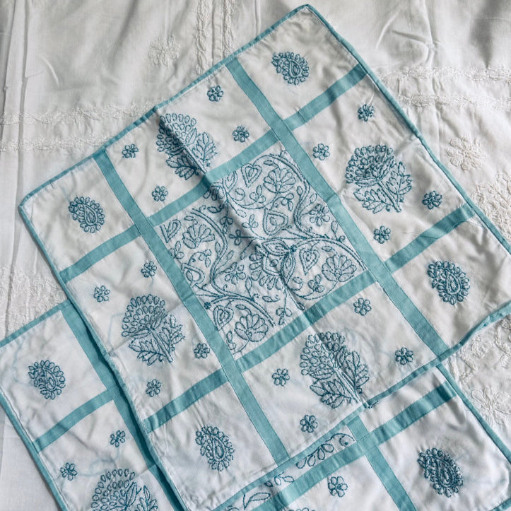 Chikankari Cushion Covers - Blue