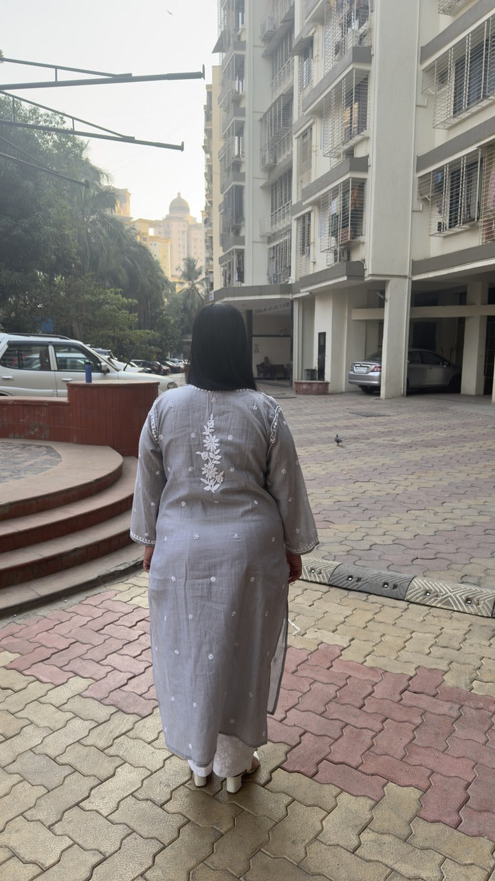 Chikankari Chanderi Silk Kurta