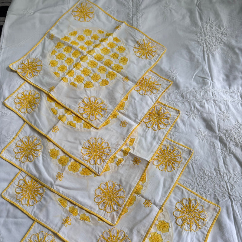Chikankari Cushion Covers - Yellow