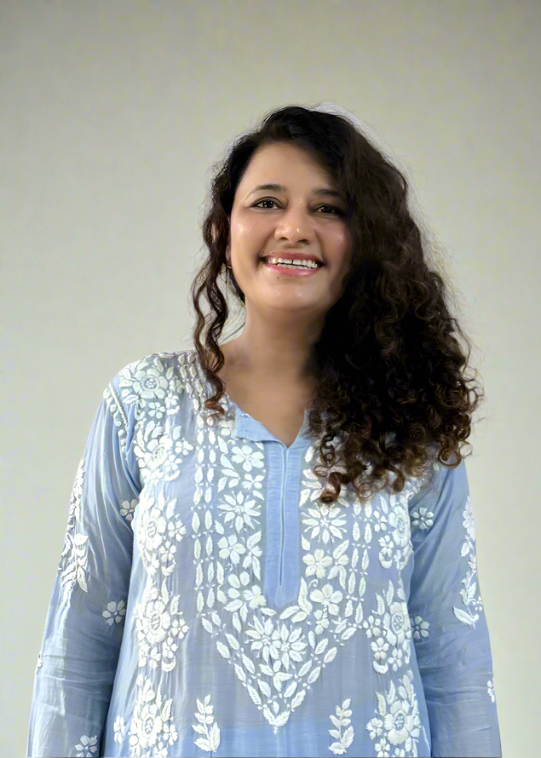 SOFT BLUE CHIKANKARI PALAZZO SET - COMFORTABLE FESTIVE WEAR