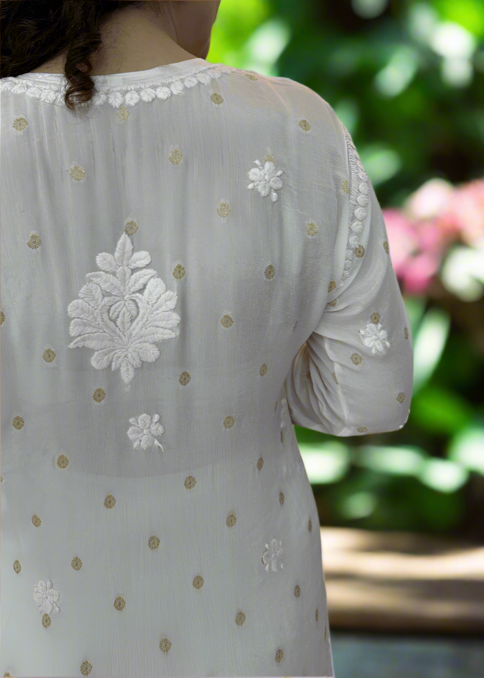 PINK GEORGETTE CHIKAN KURTA