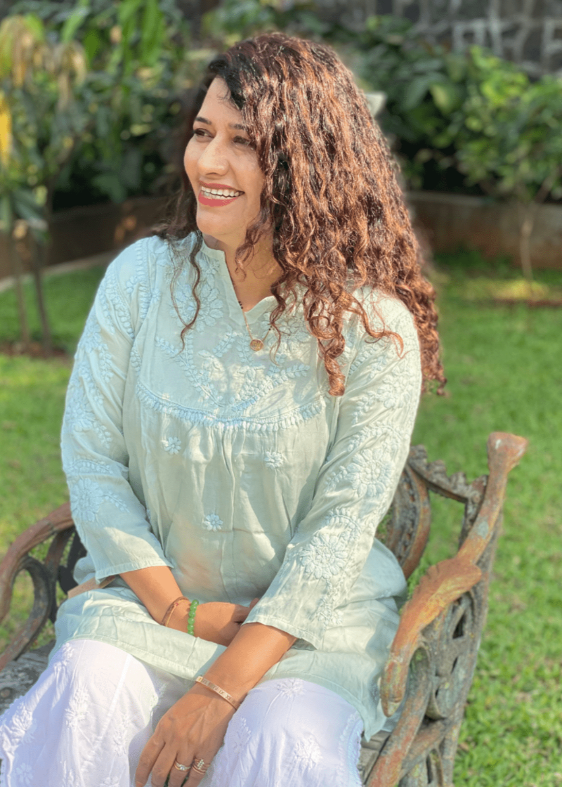 Chikankari Sateen Short Kurta - Light Green
