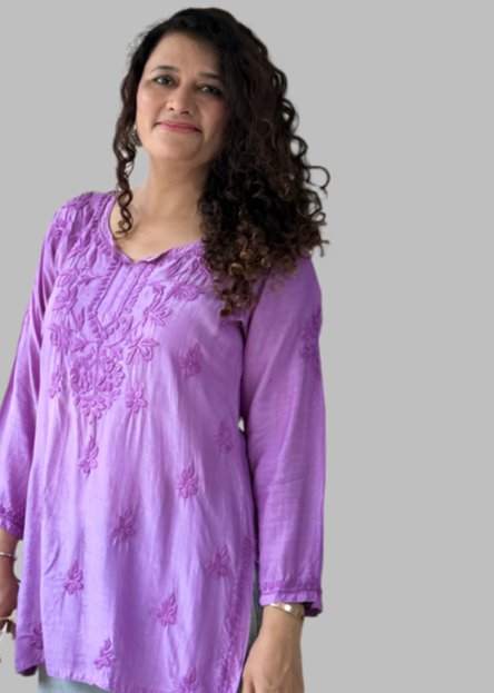 CHIKAN MUSLIN SHORT TOP