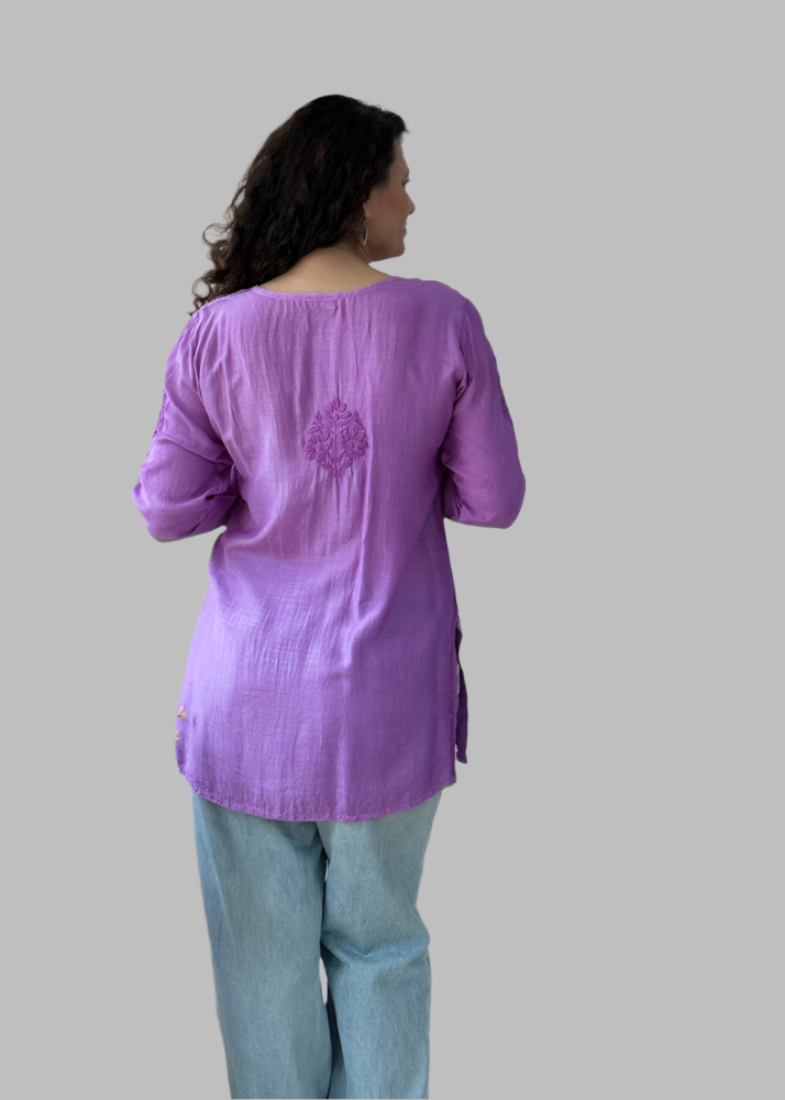 CHIKAN MUSLIN SHORT TOP