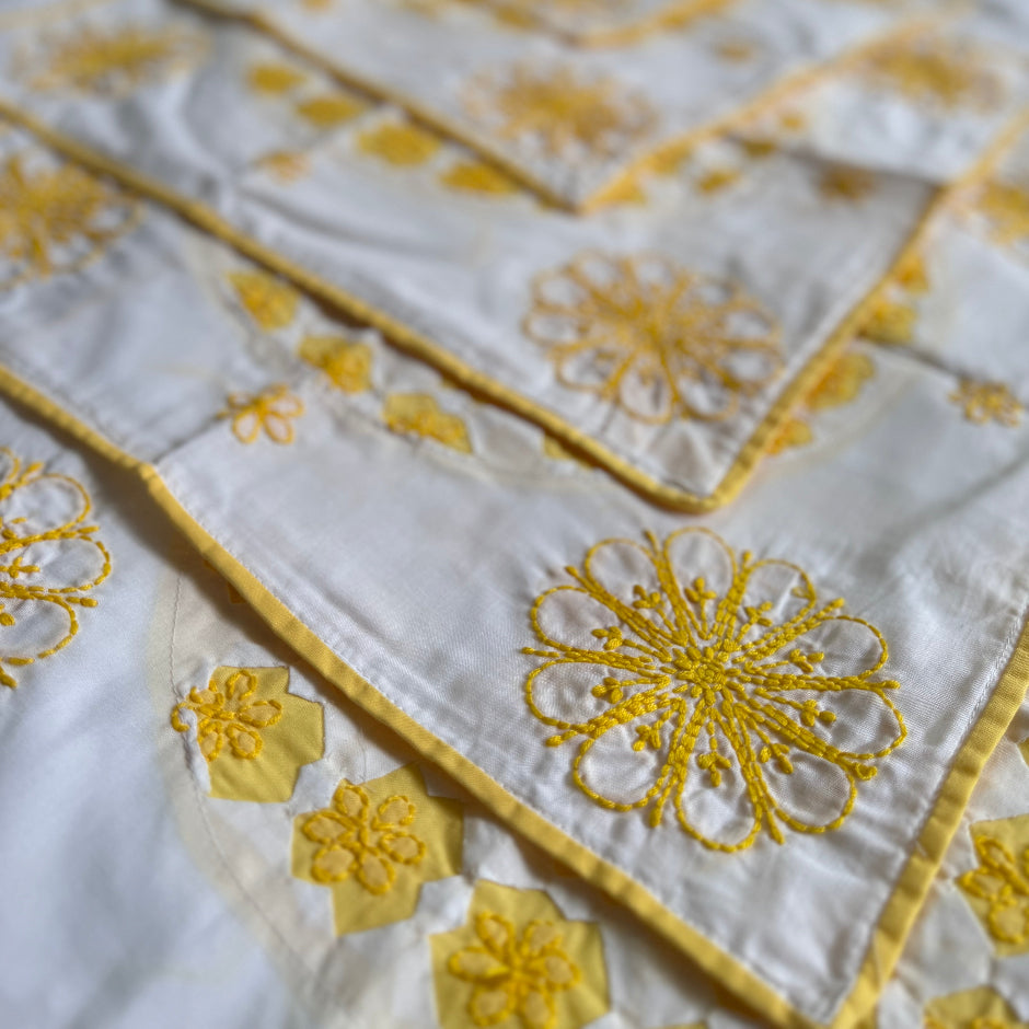 Chikankari Cushion Covers - Yellow