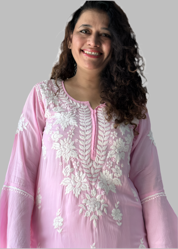 PINK CHIKAN MODAL KURTA