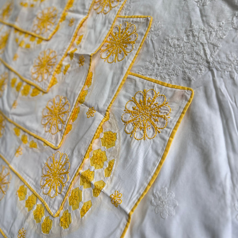 Chikankari Cushion Covers - Yellow