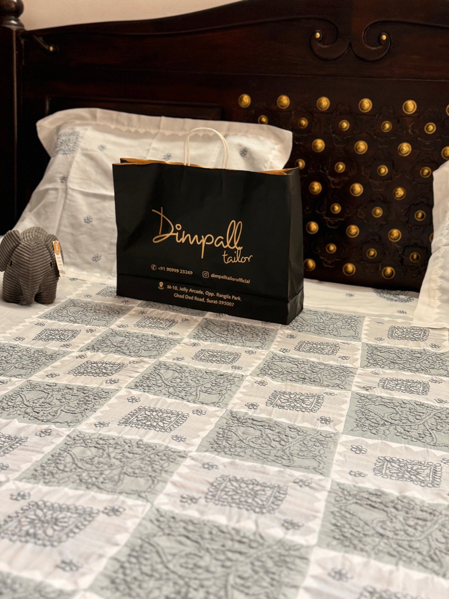 Chikankari Bedsheets - Grey