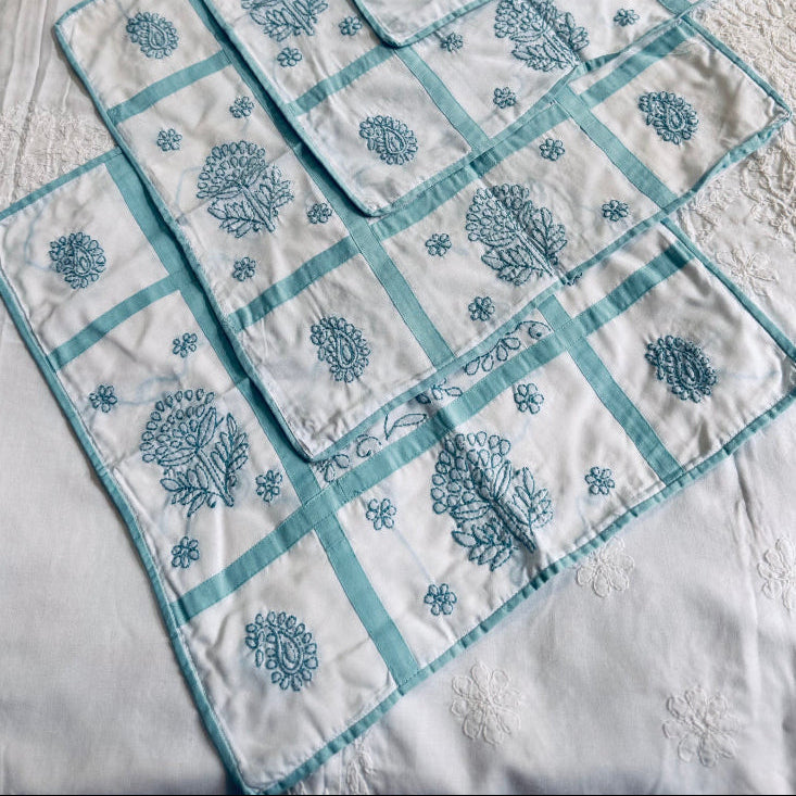 Chikankari Cushion Covers - Blue