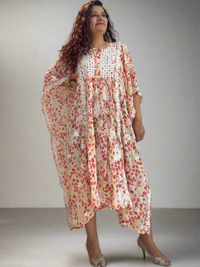 Crush Chikankari Kaftan