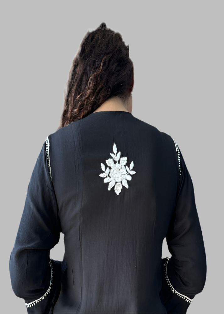 BLACK CHIKANKARI MODAL KURTA