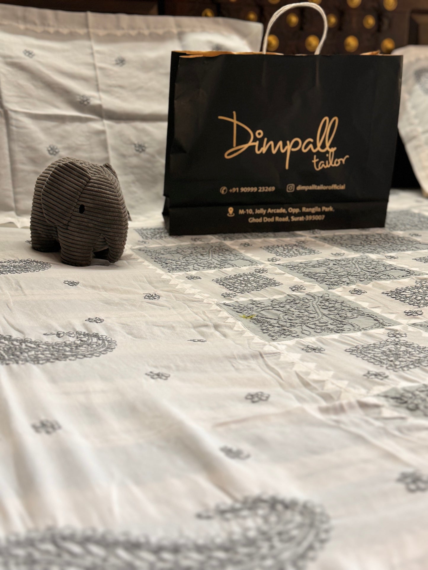 Chikankari Bedsheets - Grey