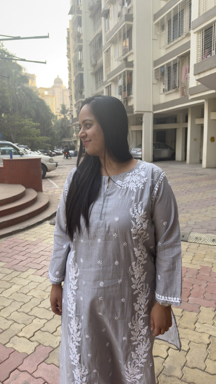 Chikankari Chanderi Silk Kurta