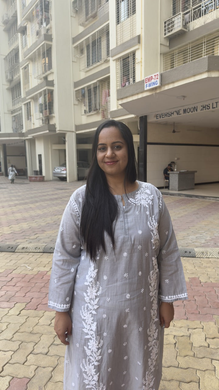 Chikankari Chanderi Silk Kurta